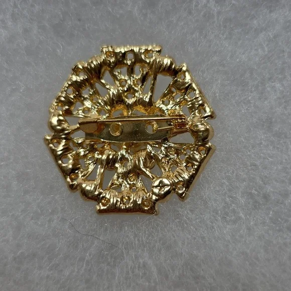 Vintage Elegant Gold Crystal Brooch - Picture 3 of 3